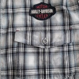 Harley-Davidson Black and White Plaid Shirt